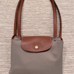 Longchamp Le Pliage Large Nylon Shoulder Tote Light Grey - Used